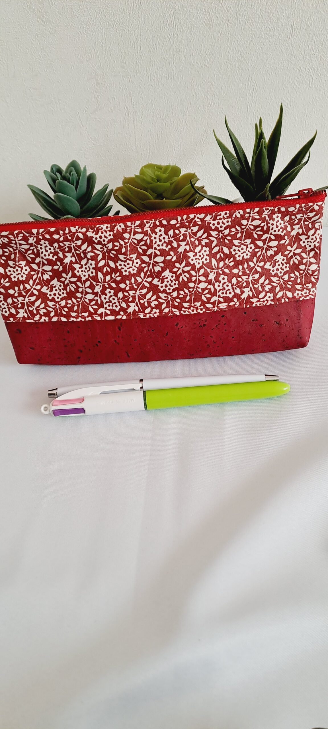 Trousse Evora fleurs blanches - Bi matière
